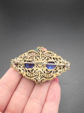Load image into Gallery viewer, 1930s Czech Multicoloured Glass Filigree Brooch
