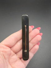 Load image into Gallery viewer, 1940s Dark Green Carved Bakelite Bar Brooch
