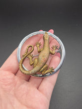 Load image into Gallery viewer, 1930s Deco Celluloid and Chrome Lizard Brooch
