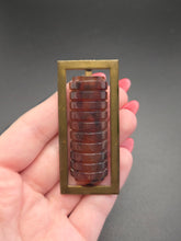 Load image into Gallery viewer, 1940s Root Beer Bakelite and Metal Brooch
