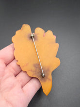 Load image into Gallery viewer, 1940s Carved Brown and Cinnamon Bakelite Leaf Brooch
