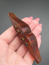 Load image into Gallery viewer, 1940s Inky Root Beer Bakelite and Metal Brooch
