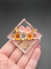 Load image into Gallery viewer, 1940s Reverse Carved Lucite Multicoloured Flower Brooch

