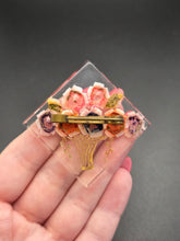 Load image into Gallery viewer, 1940s Reverse Carved Lucite Multicoloured Flower Brooch
