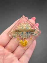 Load image into Gallery viewer, 1940s Blue Reverse Carved Lucite Brooch
