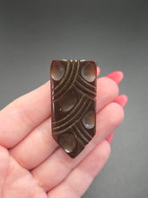 Load image into Gallery viewer, 1930s American Root Beer Carved Bakelite Dress Clip

