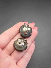 Load image into Gallery viewer, 1940s Carved Bakelite Brown Screwback Earrings
