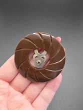 Load image into Gallery viewer, 1940s Chocolate Brown Bakelite Circle Dress Clip
