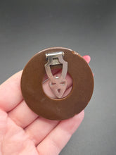 Load image into Gallery viewer, 1940s Chocolate Brown Bakelite Circle Dress Clip
