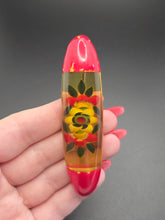 Load image into Gallery viewer, 1940s Bakelite/Lucite Reverse Carved Yellow and Red Flower Brooch
