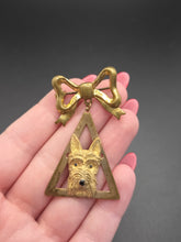 Load image into Gallery viewer, 1930s Deco Brass Dog Dangle Brooch
