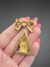 Load image into Gallery viewer, 1930s Deco Brass Dog Dangle Brooch
