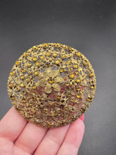 Load image into Gallery viewer, 1930s HUGE Czech Orange Glass Filigree Dome Brooch
