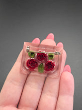 Load image into Gallery viewer, 1940s Reverse Carved Lucite Red Rose Brooch
