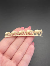 Load image into Gallery viewer, 1940s Carved Long Elephants Bar Brooch
