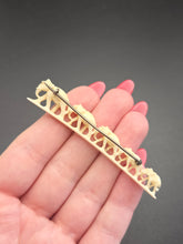 Load image into Gallery viewer, 1940s Carved Long Elephants Bar Brooch
