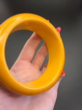 Load image into Gallery viewer, 1940s MEGA Egg Yolk Bakelite and Metal Bangle
