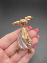 Load image into Gallery viewer, 1940s Brass and Carved Lucite Duck/Penguin Brooch
