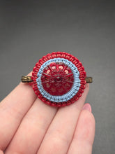 Load image into Gallery viewer, 1940s Make Do and Mend Blue and Red Wirework Brooch
