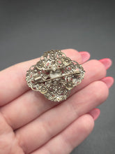 Load image into Gallery viewer, 1930s Czech Blue Glass Filigree Brooch
