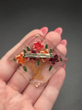 Load image into Gallery viewer, 1940s Orange and Red Reverse Carved Lucite Brooch
