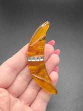 Load image into Gallery viewer, 1940s Apple Juice Bakelite Crescent Moon Paste Brooch
