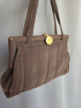 Load image into Gallery viewer, 1940s Brown Corde Soft Bag With Gold Tone Clasp
