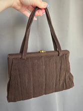 Load image into Gallery viewer, 1940s Brown Corde Soft Bag With Gold Tone Clasp
