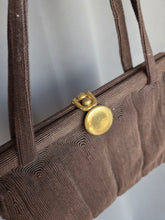 Load image into Gallery viewer, 1940s Brown Corde Soft Bag With Gold Tone Clasp
