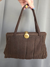 Load image into Gallery viewer, 1940s Brown Corde Soft Bag With Gold Tone Clasp

