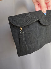 Load image into Gallery viewer, 1940s Black Corde Scalloped Clutch Bag
