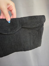 Load image into Gallery viewer, 1940s Black Corde Scalloped Clutch Bag
