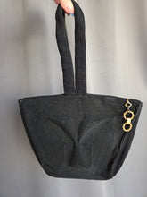 Load image into Gallery viewer, 1940s Black Corde Raised Pattern Bag
