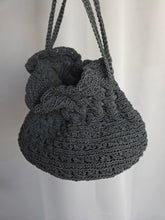 Load image into Gallery viewer, 1940s Black Gimp Crochet Drawstring Duffle Bag

