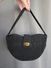 Load image into Gallery viewer, 1940s Black Heart Shaped Corde Bag
