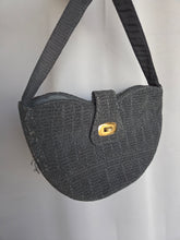 Load image into Gallery viewer, 1940s Black Heart Shaped Corde Bag
