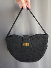Load image into Gallery viewer, 1940s Black Heart Shaped Corde Bag
