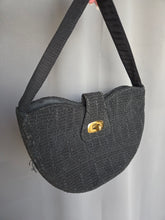 Load image into Gallery viewer, 1940s Black Heart Shaped Corde Bag
