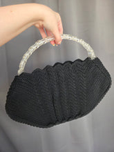 Load image into Gallery viewer, 1940s Black Crochet Bag With Chunky Lucite Handles
