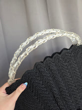 Load image into Gallery viewer, 1940s Black Crochet Bag With Chunky Lucite Handles
