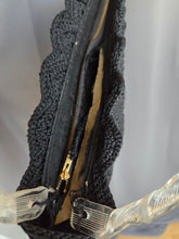 Load image into Gallery viewer, 1940s Black Crochet Bag With Chunky Lucite Handles
