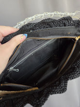 Load image into Gallery viewer, 1940s Black Crochet Bag With Chunky Lucite Handles

