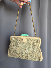 Load image into Gallery viewer, 1920s/1930s Rare Deco Cream and Green Tapestry Bag
