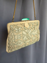 Load image into Gallery viewer, 1920s/1930s Rare Deco Cream and Green Tapestry Bag
