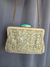 Load image into Gallery viewer, 1920s/1930s Rare Deco Cream and Green Tapestry Bag
