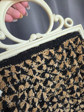 Load image into Gallery viewer, 1930s Black, Gold and Cream Crochet Bag
