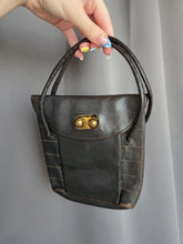 Load image into Gallery viewer, 1930s/1940s Black Stitched Edge Leather Bag
