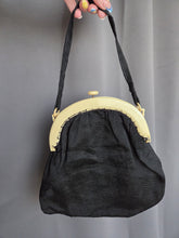 Load image into Gallery viewer, 1920s/1930s Deco Black Fabric Bag with Cream Celluloid Frame
