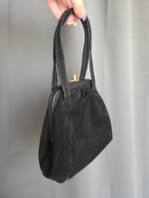 Load image into Gallery viewer, 1940s Black Suede Bag
