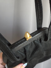 Load image into Gallery viewer, 1940s Black Suede Bag
